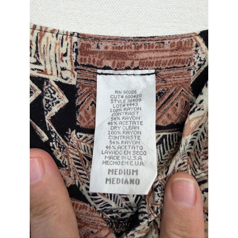 Unbranded Patchwork Geometric Rayon Maxi Dress Women Medium Brown Boho Grunge - Picture 6 of 6